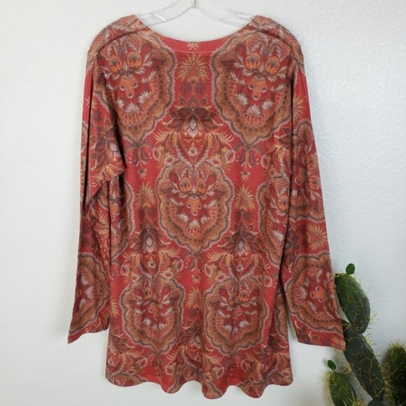 Soft Surroundings Bohemian Paisley Floral Print Knit Top Pullover size 1X - Picture 2 of 10